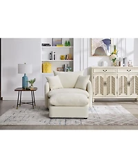 Streamdale Furniture Oversized Swivel Accent Chair with Ottoman & Pillows