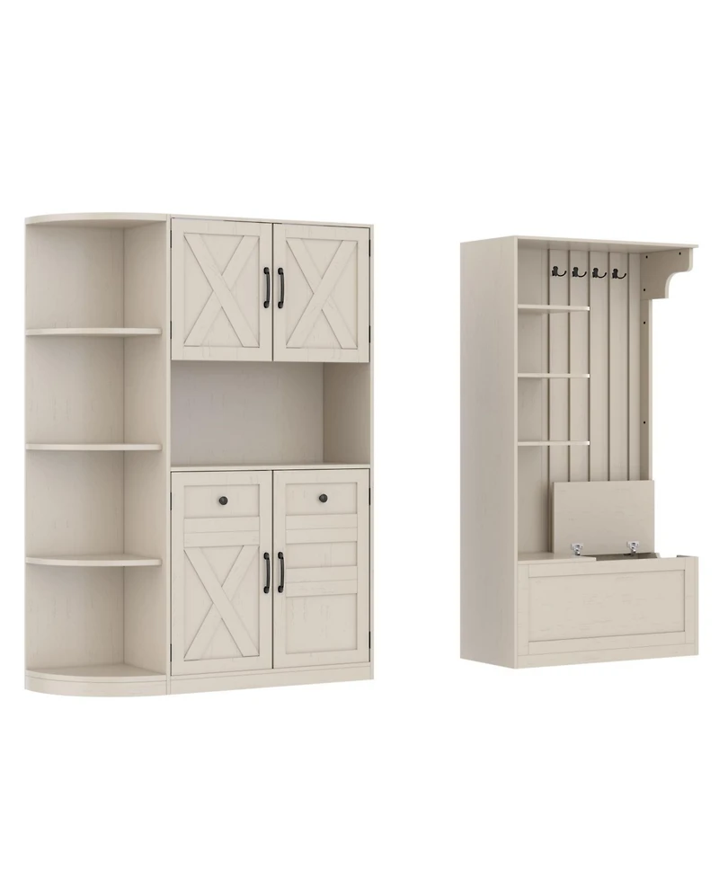 Streamdale Furniture Hall Cabinet with Storage & Hooks