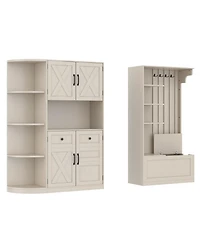 Streamdale Furniture Hall Cabinet with Storage & Hooks