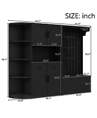 Streamdale Furniture Hall Cabinet with Storage & Hooks