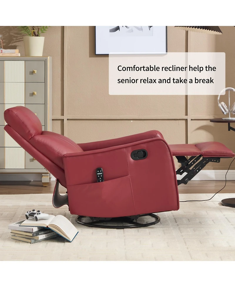 Streamdale Furniture Faux Leather Massage Recliner Rocker Swivel Chair