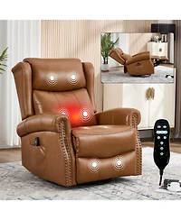 Streamdale Furniture Streamdale Leather Heat Massage Rocker Recliner