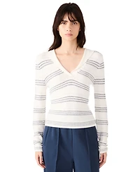 Steve Madden Women's V-Neck Stripe Sweater