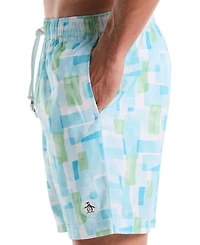 Original Penguin Men's Retro Geo Print Slim-Fit Swim Shorts