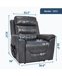 Streamdale Furniture Power Lift Recliner, 350 Lbs, Massage & Heat, Grey