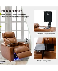 Streamdale Furniture Power Recliner with Usb Charger, Storage, Cup Holder, Bluetooth