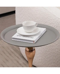 Streamdale Modern Round Coffee Table, Metal Pedestal Table for Small Spaces