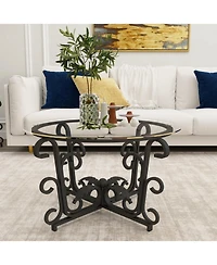 Streamdale Furniture Tempered Glass Coffee Table Set - Rustic Black