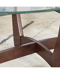 Streamdale 48" Oval Glass Coffee Table, Cherry Finish