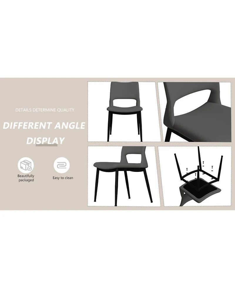 Streamdale Furniture Grey Pu Leather Dining Chairs (Set of 2)