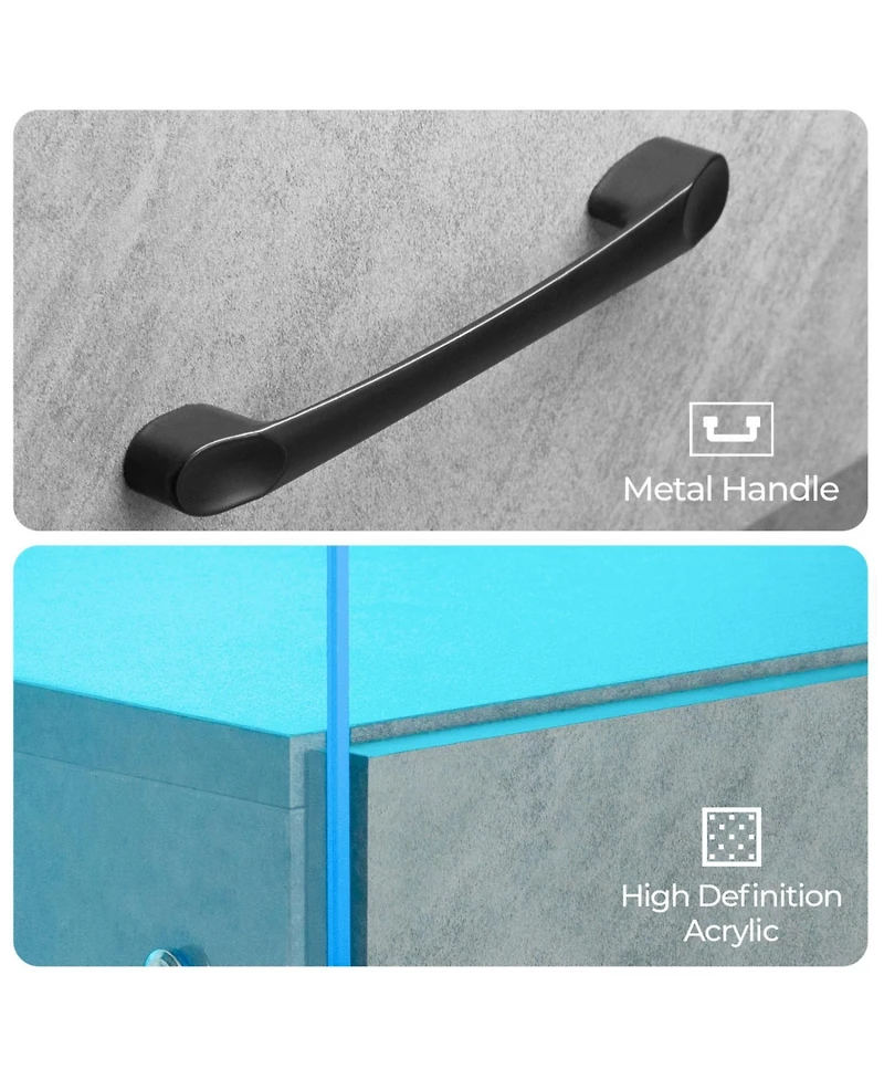 Streamdale Led Nightstand with 2 Drawers - Grey