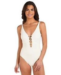 La Blanca Women's Island Goddess Plunging Swimsuit