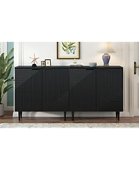 Streamdale Furniture Mira 2-Drawer Modern Side Cabinets with Adjustable Shelves and Geometric Door Design