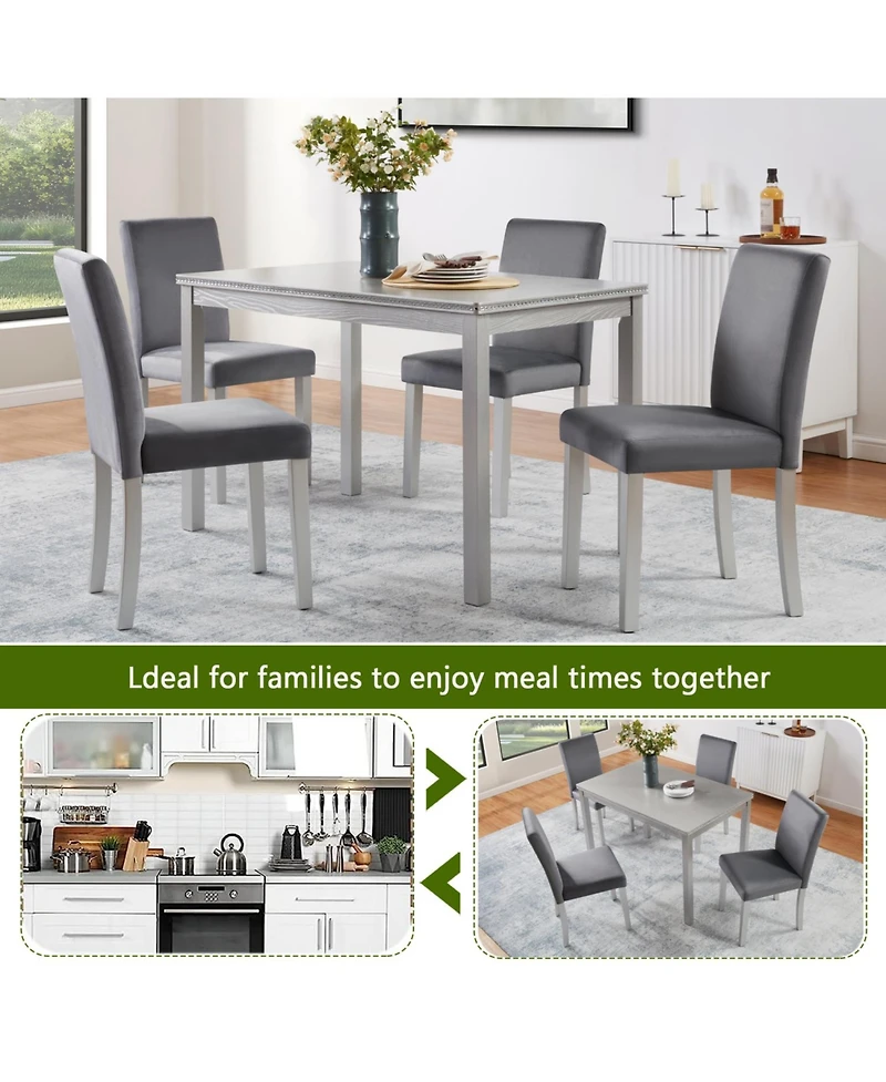 Streamdale Furniture 5-Piece Silver Grey Dining Set