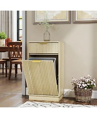 Streamdale Furniture Oak Woodgrain Tilt-Out Trash Cabinet with Drawer & Pull-Out Bin