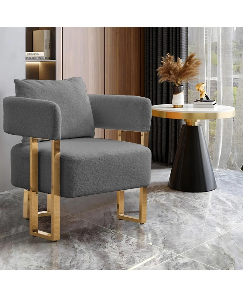 Streamdale Furniture Ts Modern Grey Fleece Accent Chairs Legs 2PCS