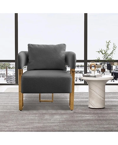 Streamdale Furniture Ts Modern Grey Fleece Accent Chairs Legs 2PCS