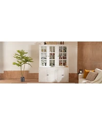 Streamdale Furniture 75" Pantry Cabinet Set, 60" Farmhouse Display Cabinets
