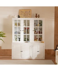 Streamdale Furniture 75" Pantry Cabinet Set, 60" Farmhouse Display Cabinets