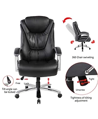 Streamdale Furniture Ergonomic Pu Leather Office Chair with Lumbar Support