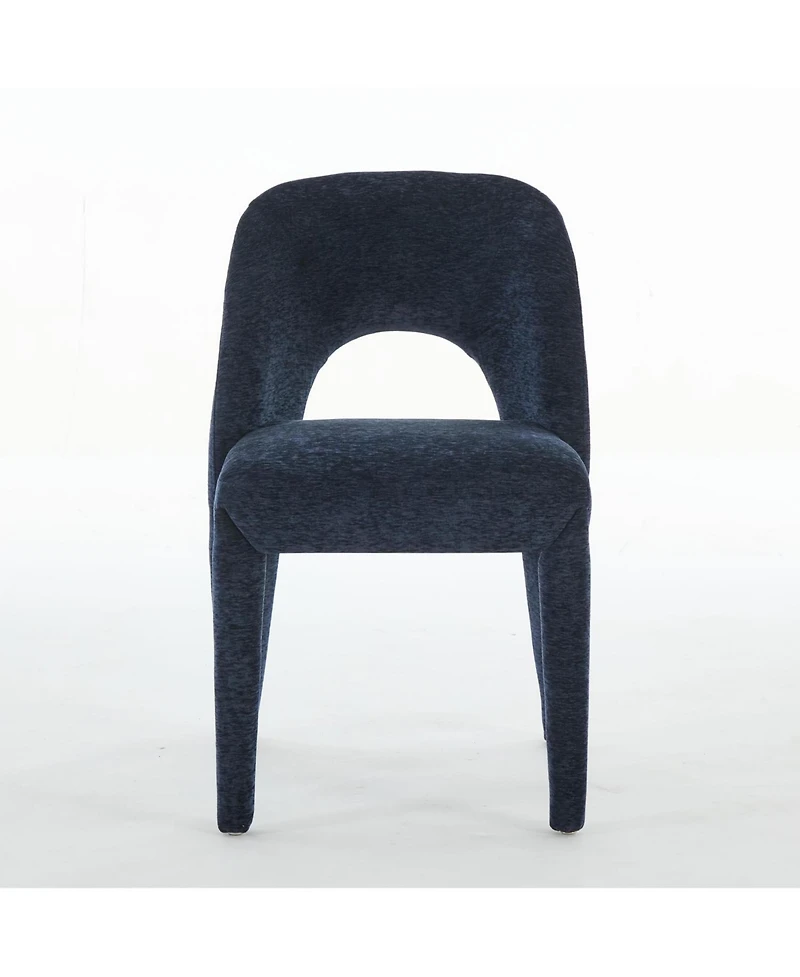 Streamdale Blue Chenille Dining Chairs - Hollow Back, Set of 2