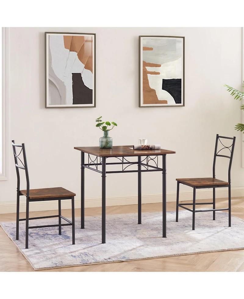Streamdale Furniture + 3-Piece + Wood (or Mdf if applicable) + Retro Brown Finish + Kitchen/Dining Table Set
