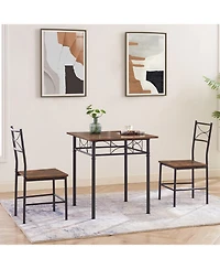 Streamdale Furniture + 3-Piece + Wood (or Mdf if applicable) + Retro Brown Finish + Kitchen/Dining Table Set