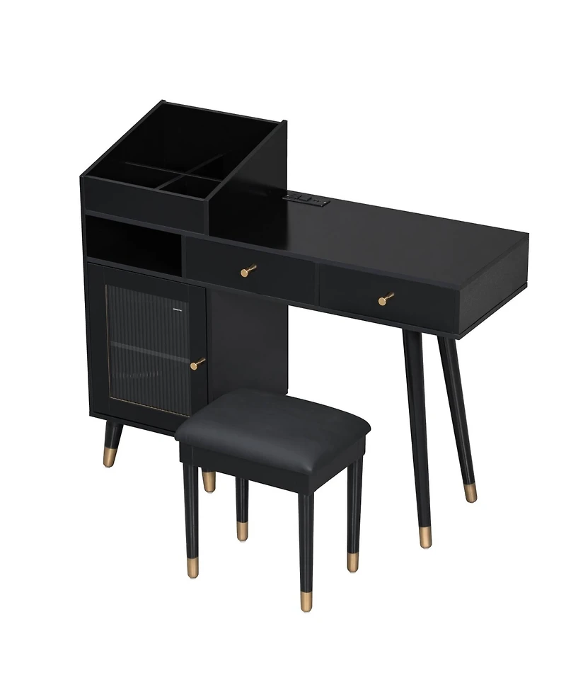 Streamdale Furniture Vanity Desk with Drawers Cabinet & Charging Port