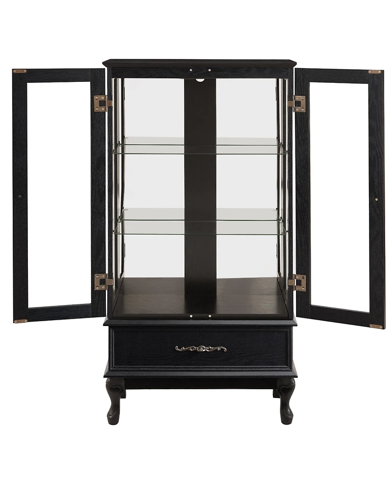 Streamdale Furniture Lighted Curio Cabinet with Glass Doors, Led Lights, Black Finish