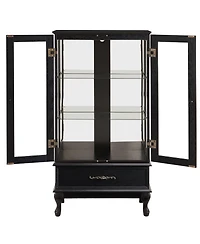 Streamdale Furniture Lighted Curio Cabinet with Glass Doors, Led Lights, Black Finish