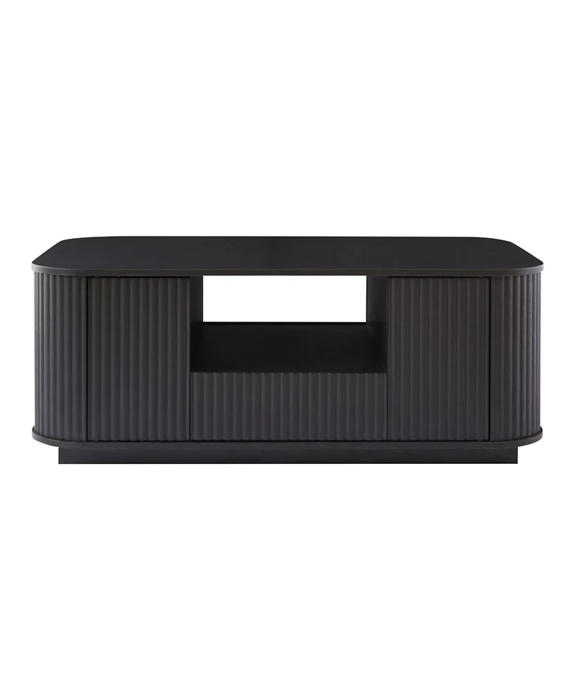 Streamdale Furniture Modern Oval Coffee Table with Drawers - Black