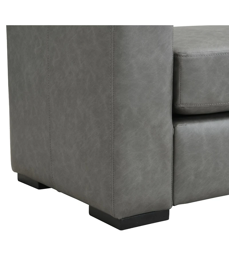 Streamdale Furniture Stylish and Durable Grey Faux Leather Ottoman