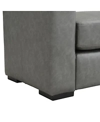 Streamdale Furniture Stylish and Durable Grey Faux Leather Ottoman