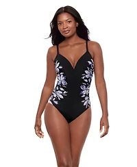 Miraclesuit Women's V-Neck Fiore Di Luna Temptation One-Piece Swimsuit