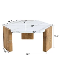 Streamdale Furniture 31" Modern Hexagonal Coffee Table, White Marble Top