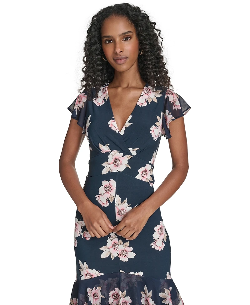 Tommy Hilfiger Women's Chiffon Combo Midi Dress