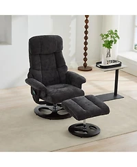 Streamdale Furniture Swivel Recliner Chair with Ottoman, Massage & Heat, Dark Grey