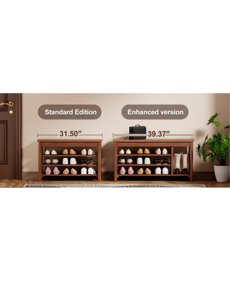 Streamdale Furniture Solid Wood Shoe Rack Bench - 550lb Capacity