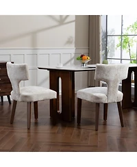 Streamdale Furniture Mid Century Modern Dining Chairs Set of 2 Beige Linen