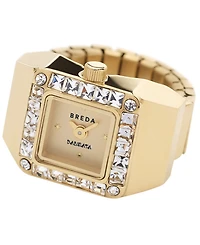 Breda Women's x Dalmata Time Ring Clear Crystals and Gold Expandable Ring Watch, 15mm