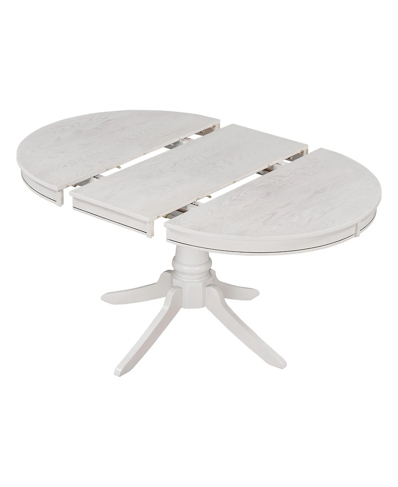 Simplie Fun 5-Piece Retro Functional Dining Table Set Wood Round Extendable Dining Table And 4