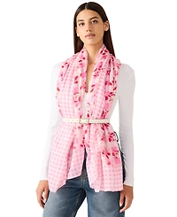 Steve Madden Gingham Floral Square Scarf