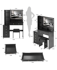 Streamdale Furniture 41" Led Mirror Vanity Table with Stool