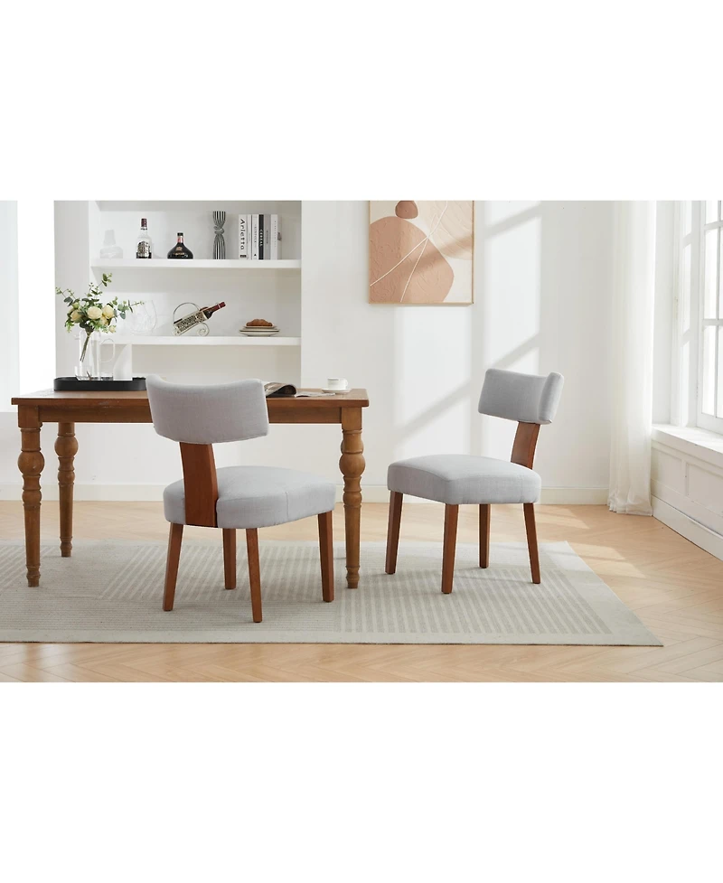 Streamdale Furniture Linen Fabric Modern Armless Dining Chairs, Gray (Set of 2