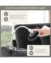 Streamdale Furniture Streamdale Modular Sectional Sofa Bed- Flip Table, Lamp, Ports, Ottoman, Tufted