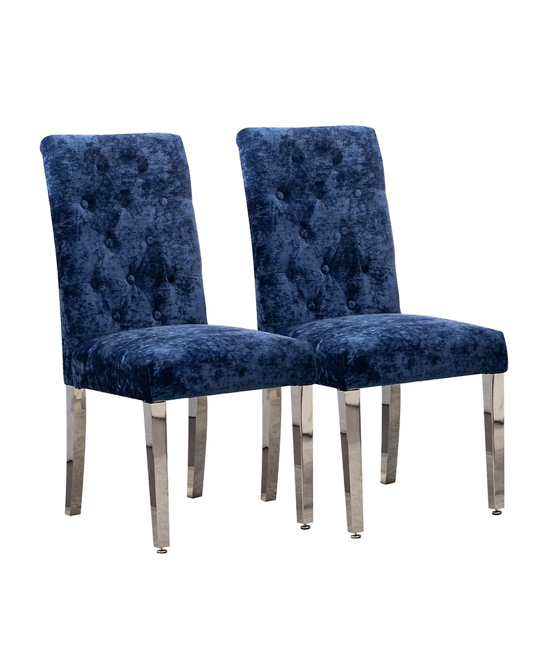 Streamdale Furniture Velvet Dining Chairs (Set of 2) - Deep Blue