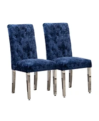 Streamdale Furniture Velvet Dining Chairs (Set of 2) - Deep Blue