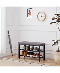 Streamdale Furniture Entryway Shoe Bench with Cushion & Storage Shelf