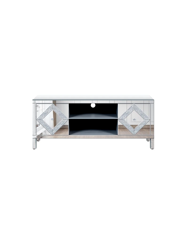 Streamdale Furniture Mirrored Tv Stand for 65+" TVs, Silver