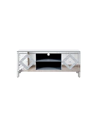 Streamdale Furniture Mirrored Tv Stand for 65+" TVs, Silver